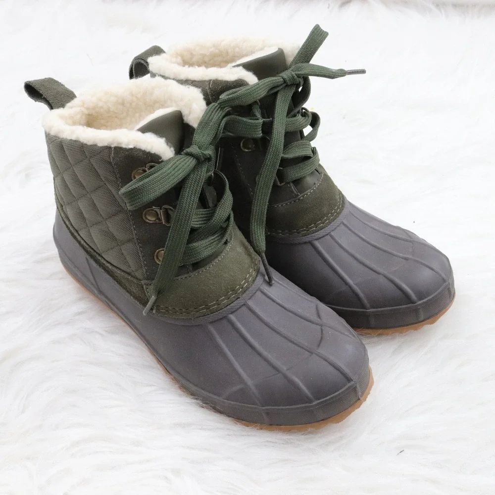 Khombu Women's Quilted Duck Boots Warm Sherpa Lined Waterproof Winter Ankle 7